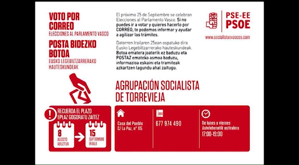 Imagen de La Casa del Pueblo tramitará el voto por correo para las elecciones vascas