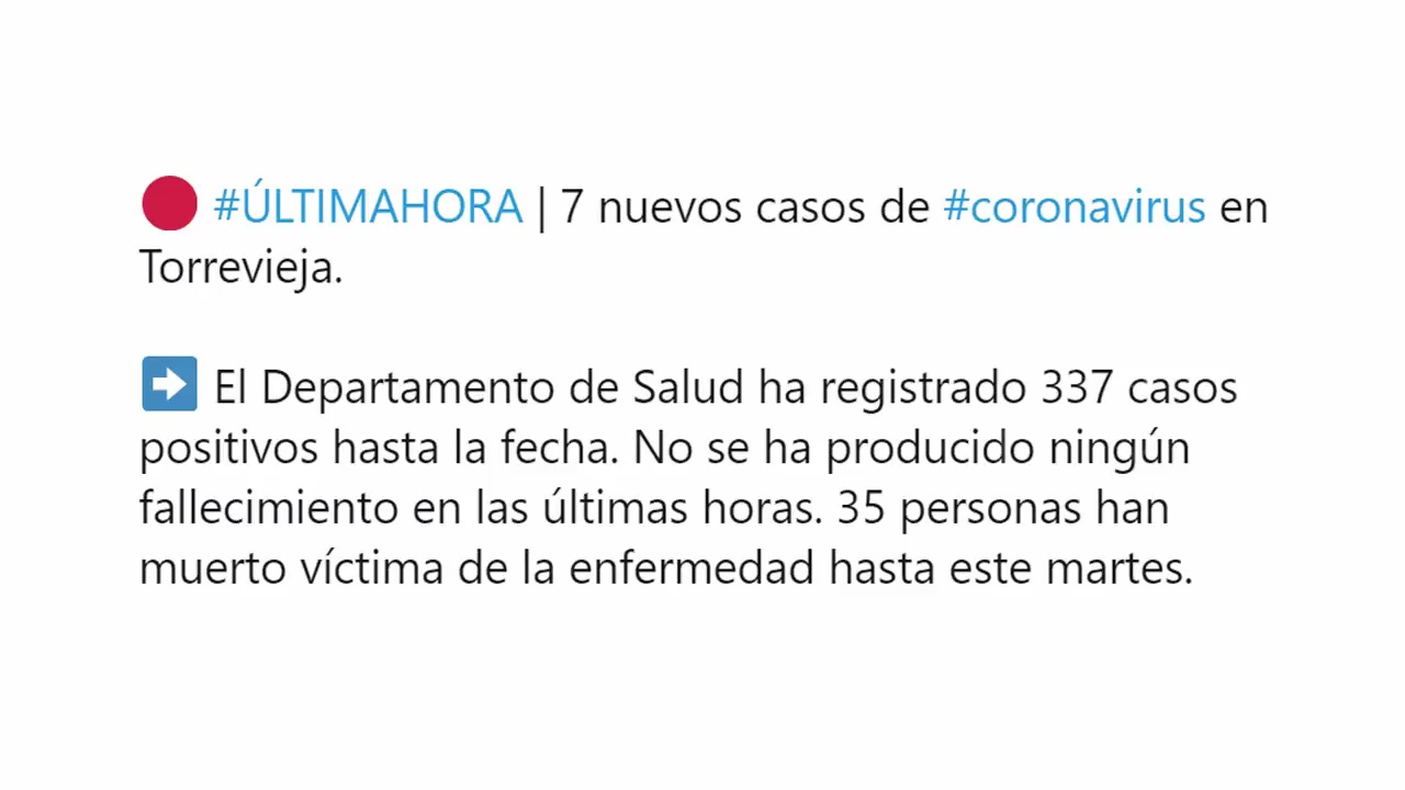 Imagen de Siete nuevos casos de coronavirus en Torrevieja: 337 positivos registrados hasta la fecha