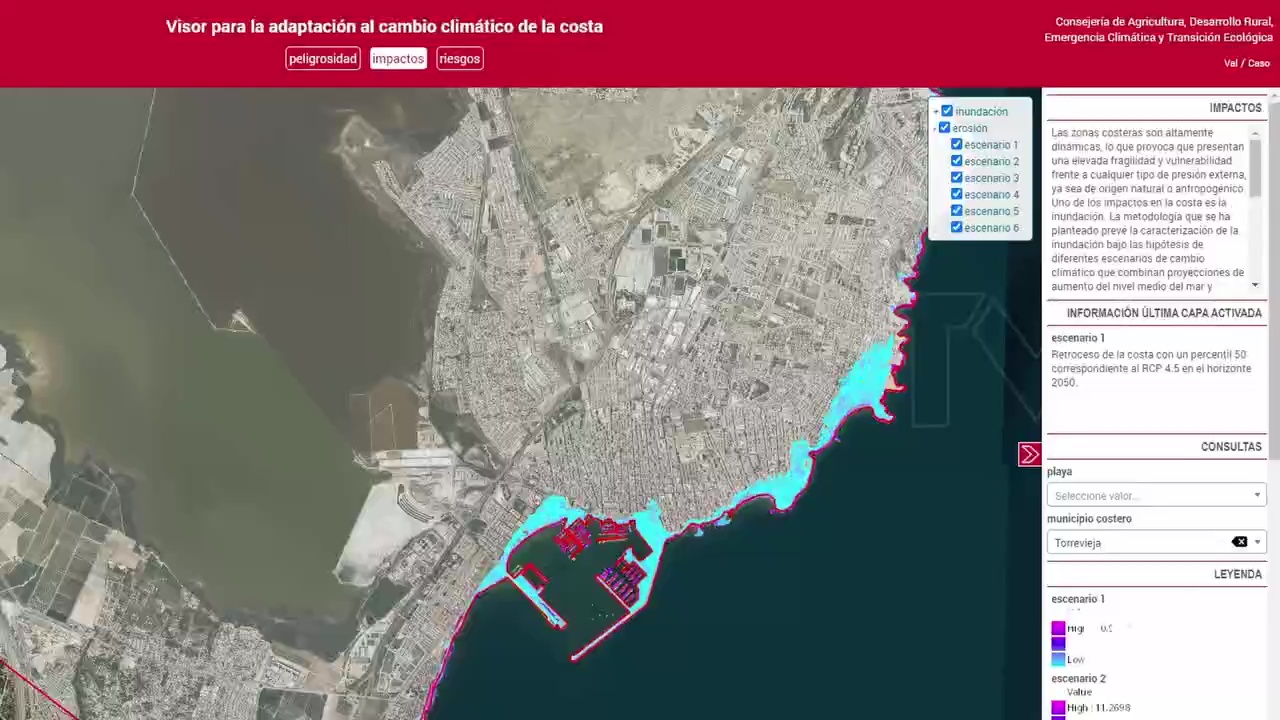 Imagen de Transición Ecológica presenta un visor que permite ver el impacto climático sobre la costa valenciana