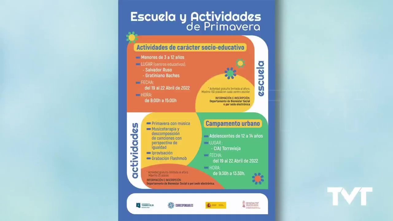 Imagen de Torrevieja contará con una Escuela de Primavera destinada a niños/as de 3 a 12 años