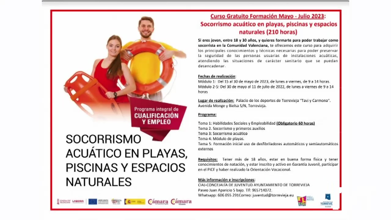 Imagen de Abiertas las inscripciones para el curso de socorrismo acuático