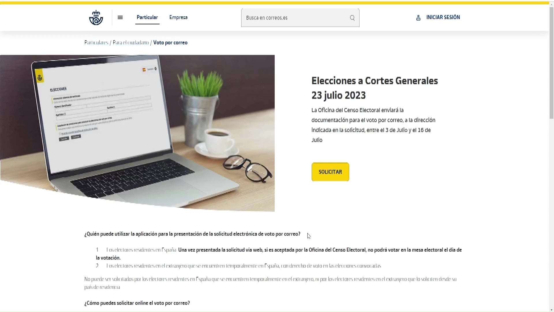 Imagen de Ya es posible solicitar online el voto por correo para las Elecciones Generales