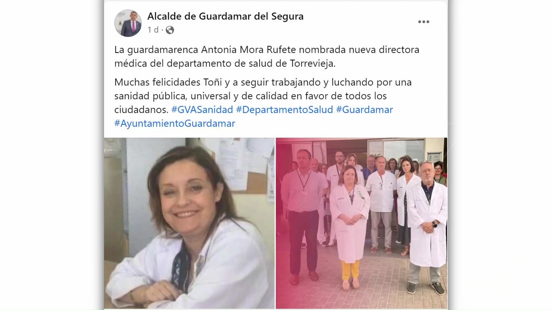 Imagen de Antonia Mora nombrada nueva directora médica del Departamento de salud de Torrevieja