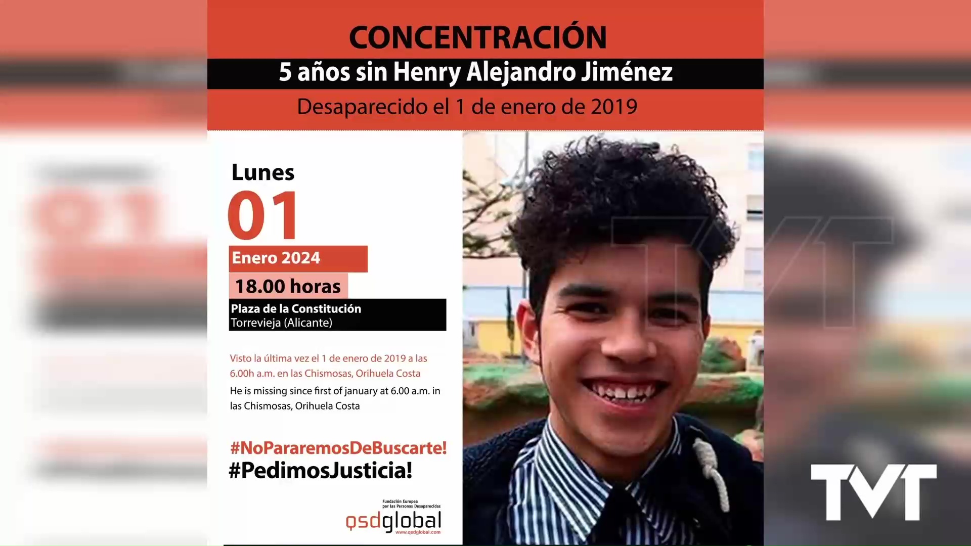 Imagen de La familia de Henry Alejandro se concentra el 1 de enero en Torrevieja cuando se cumplen cinco años de su desaparición 