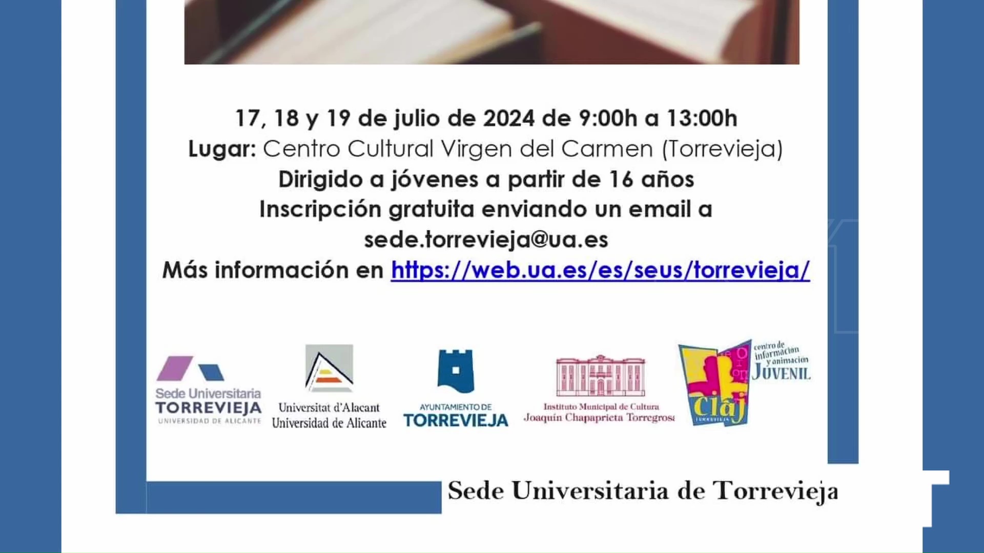 Imagen de La sede universitaria de la UA en Torrevieja organiza un taller sobre la sociedad actual a través de la cultura 