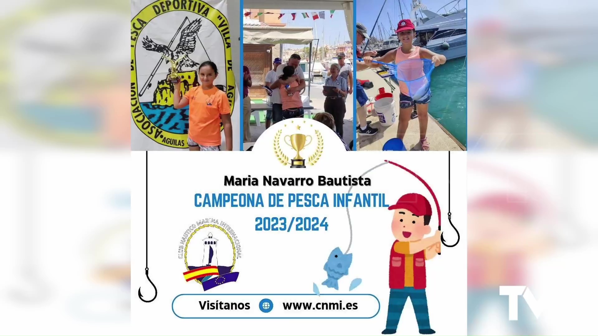 Imagen de Maria Navarro, campeona de pesca infantil del  Club Náutico Marina Internacional en modalidad : Captura y Suelta 