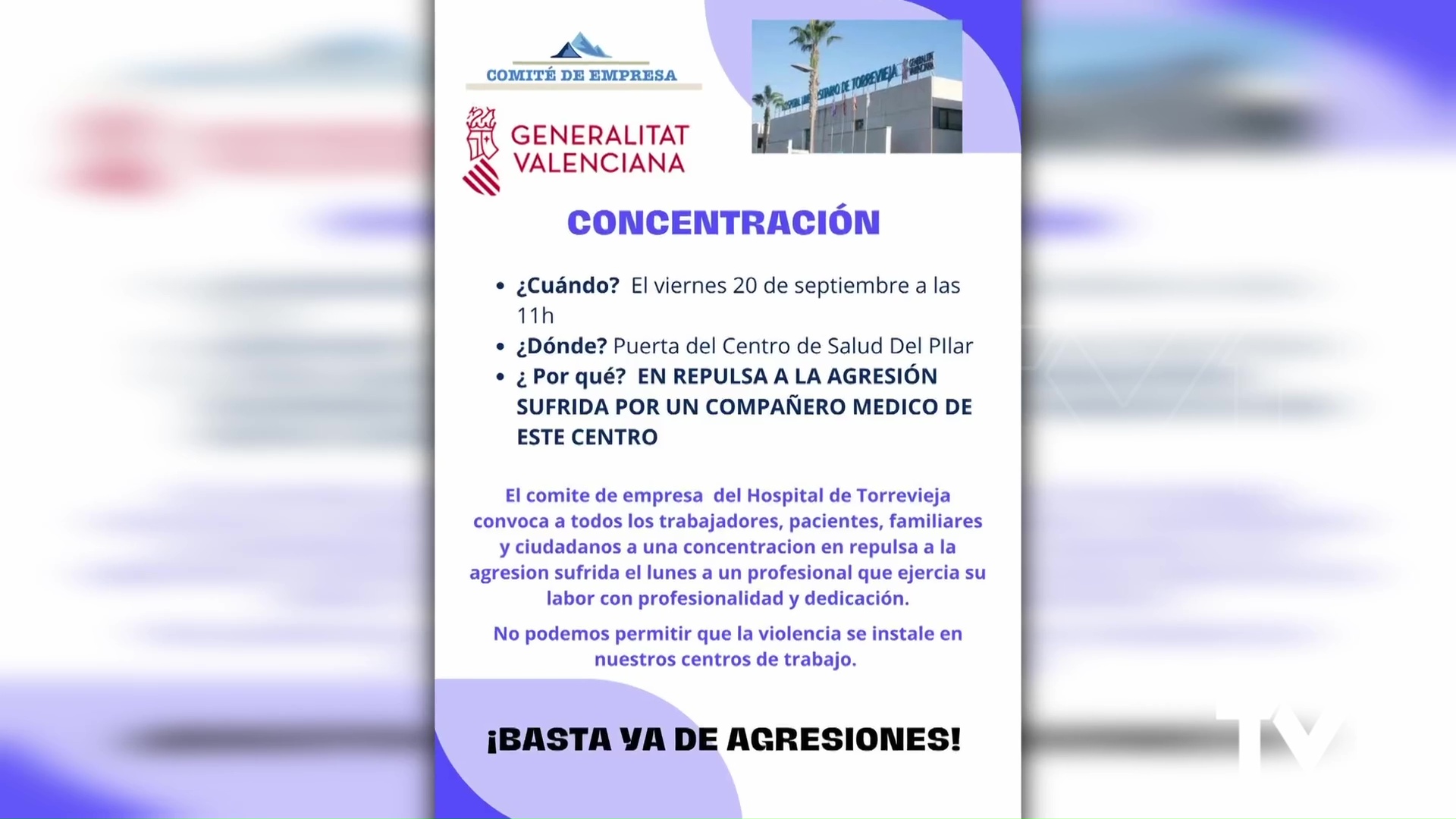 Imagen de El comité de empresa del área de salud de Torrevieja convoca concentración ante nueva agresión a un médico en urgencias de un centro de salud de Pilar de la Horadada 
