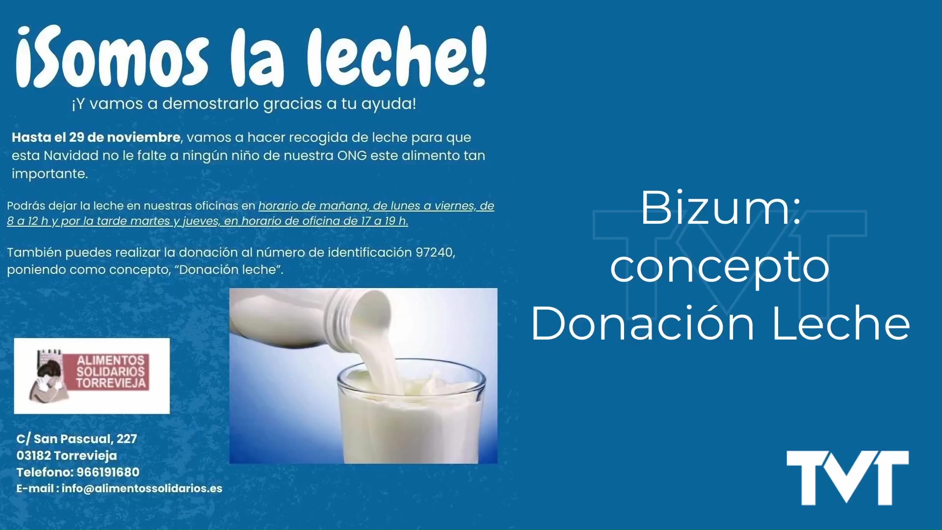 Imagen de Alimentos Solidarios Torrevieja necesita leche para los niños/as de esta ONG