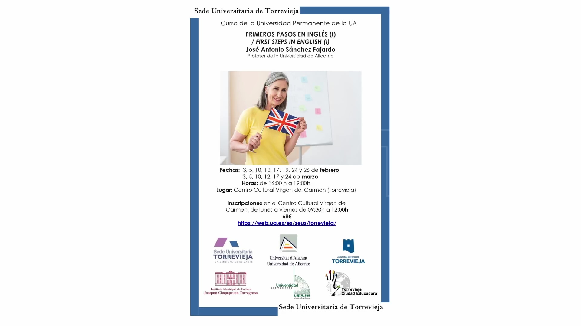 Imagen de La Sede de la UA en Torrevieja oferta el curso «Primeros pasos en INGLÉS. Nivel 1» 