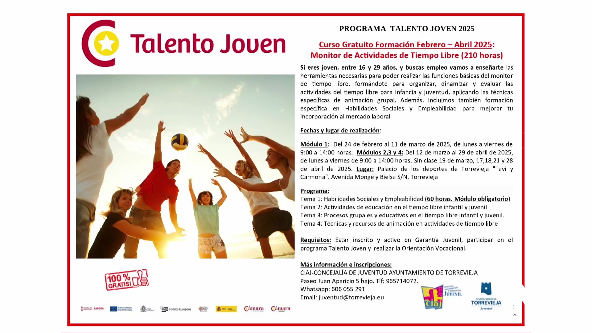 Imagen de Juventud abre inscripciones para el curso de monitor de actividades de ocio educativo y tiempo libre infantil y juvenil 