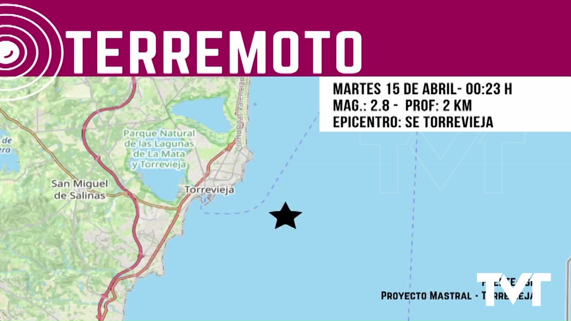 Imagen de Terremoto de magnitud 2,8 con epicentro al sureste de Torrevieja 