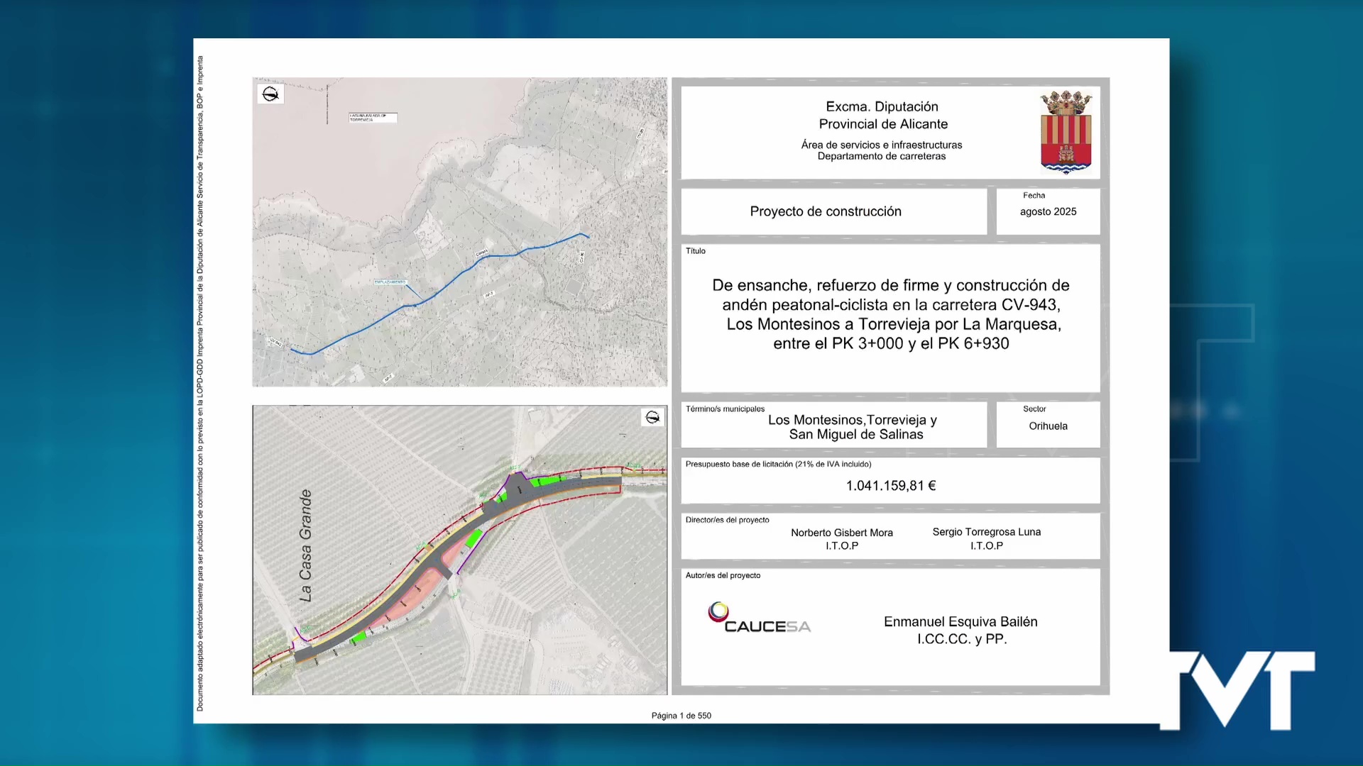 Imagen de Diputación aprueba proyecto de obra para ejecutar un andén peatonal-ciclista de Los Montesinos a Torrevieja 