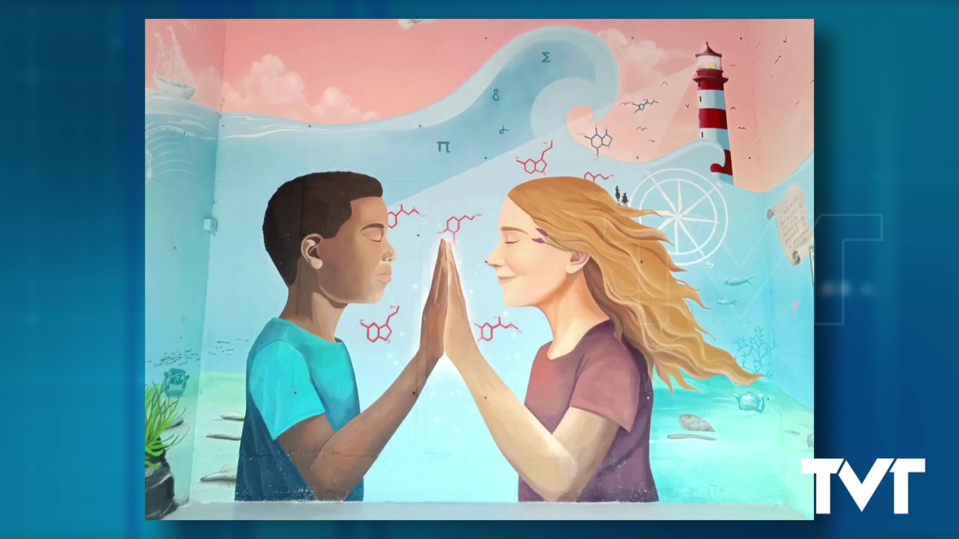 Imagen de Un mural artístico transforma el vestíbulo del aulario del IES Mediterráneo 