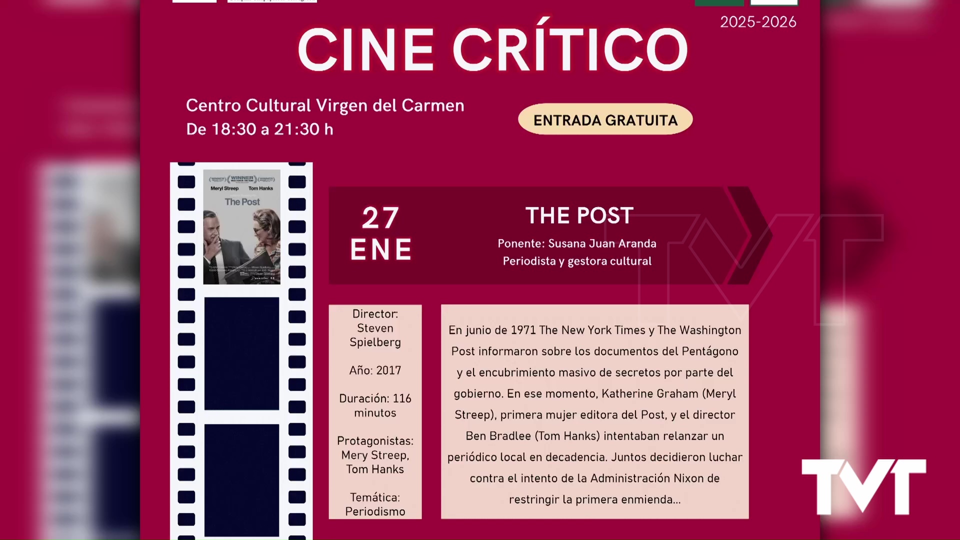 Imagen de El Cine crítico del Aula UNED Torrevieja plantea los dilemas periodísticos y éticos de The Post 